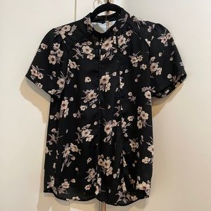 Sienna Sky size S mock neck black floral blouse